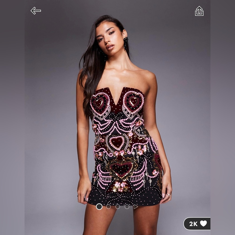Elegant Black and Pink Strapless Dress